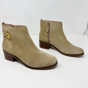 Cole Haan Beige Gold Booties Suede Leather Size 9